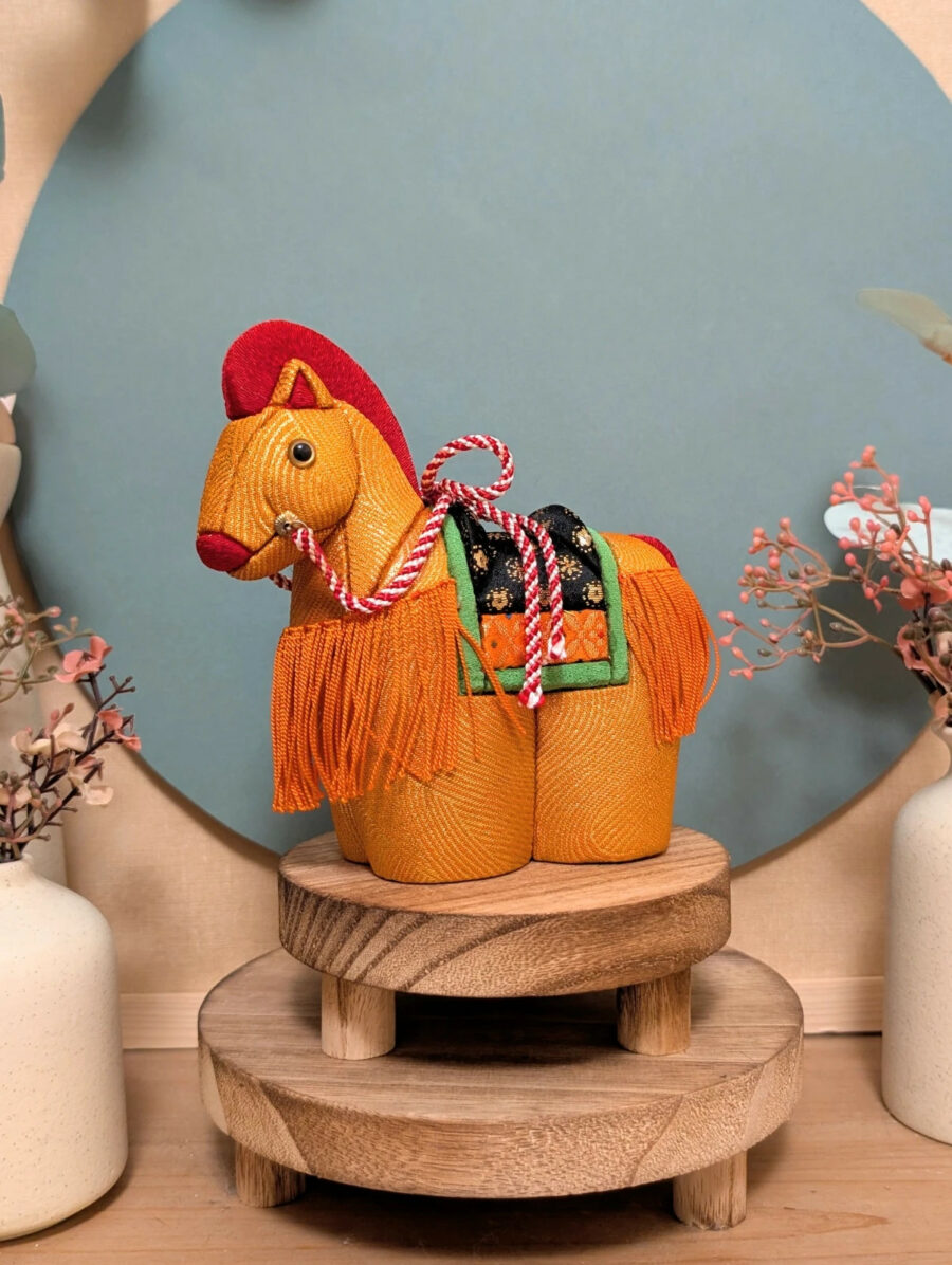 Cheval du Zodiaque Eto 干支 - Soie Tressée Orangée - photo 2