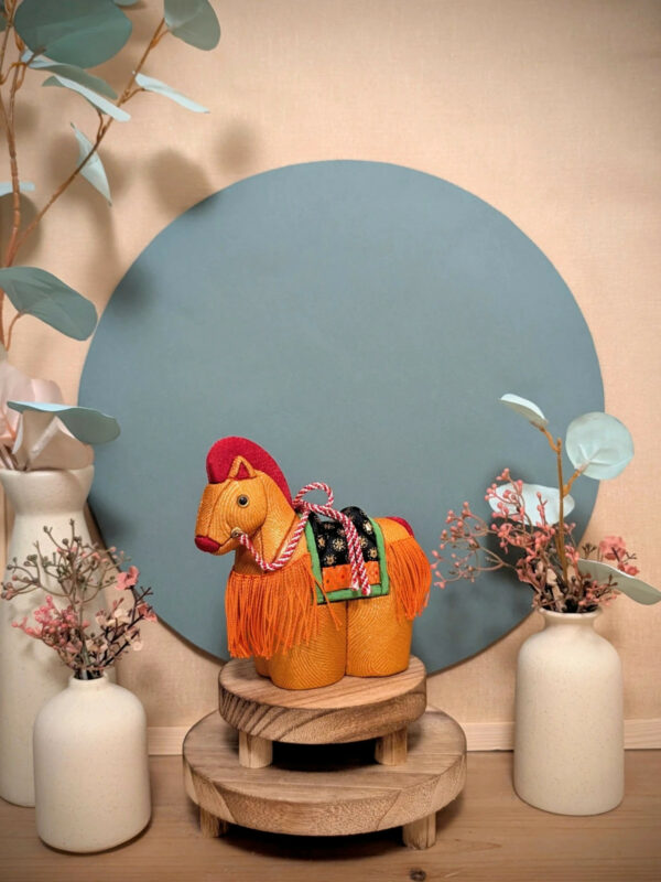 Cheval du Zodiaque Eto 干支 - Soie Tressée Orangée - photo 8